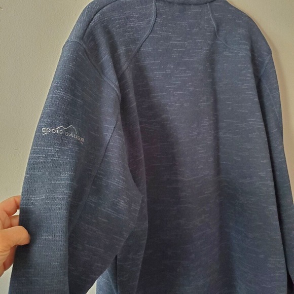 Eddie Bauer Men's Size L INDIO Embroidered Navy Blue 1/4 Quarter-Zip Pullover - Picture 12 of 12